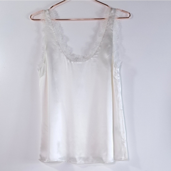 Cami NYC White Britney Silk Tank With Lace Size Small - Picture 4 of 12